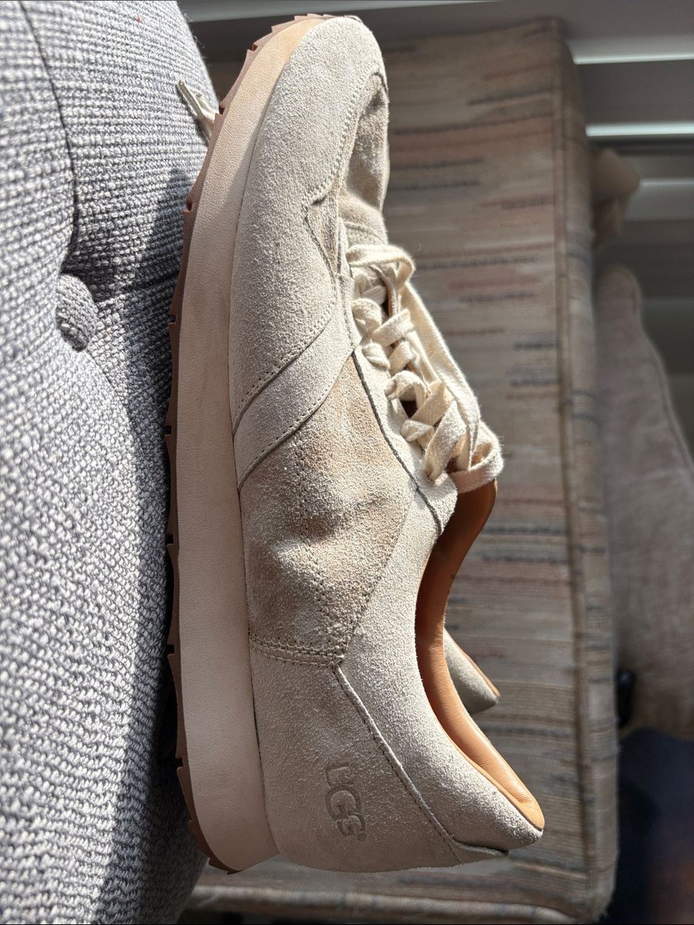 UGG Light Beige Suede Lace-Up Sneaker